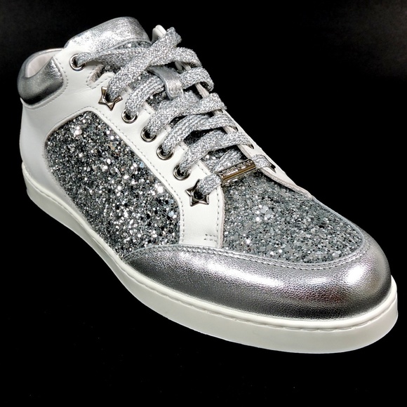 Jimmy Choo 🇮🇹 Women's White Leather Fashion Sneakers - Picture 3 of 9